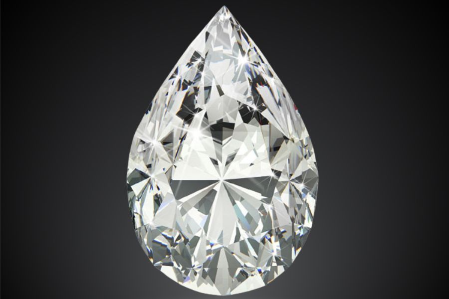 Pear Cut Diamond on dark background