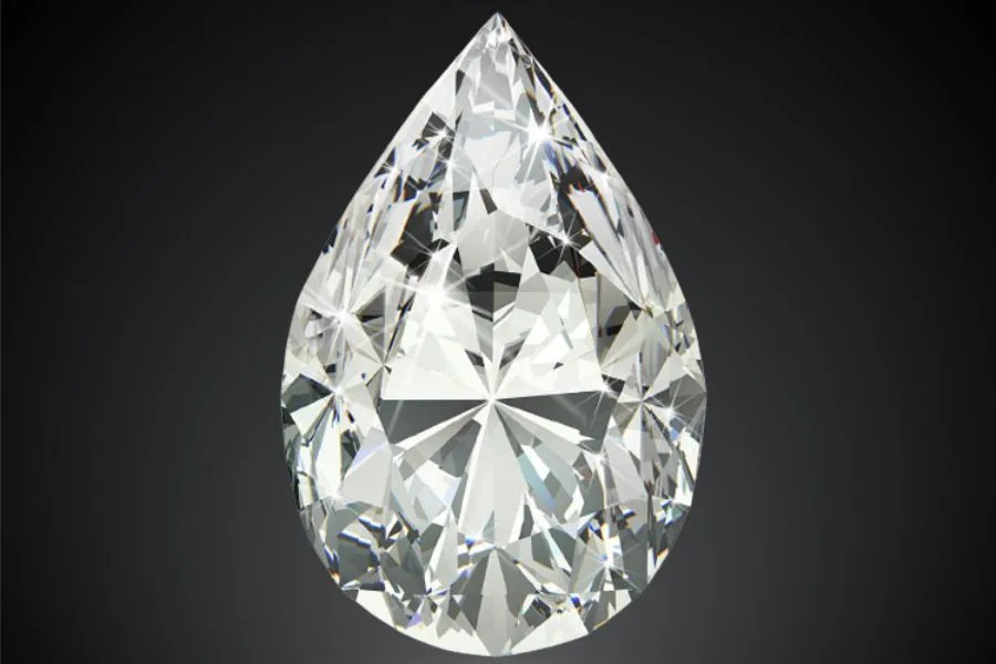 Pear Cut Diamond on dark background