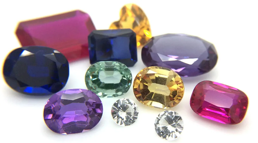 Different colour synthetic sapphires