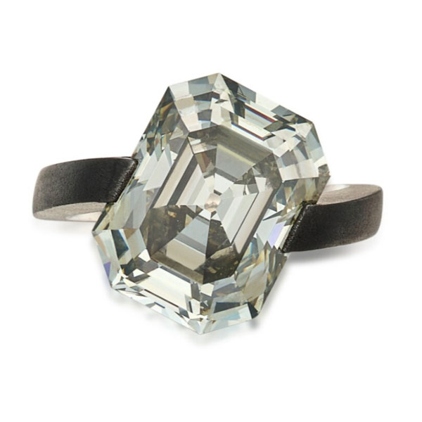 A fancy gray emerald cut diamond