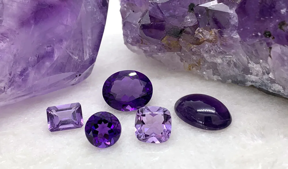 Amethyst gemstones and crystals