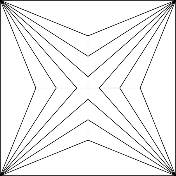 A diagram of a princess cut diamond with 2 chevrons