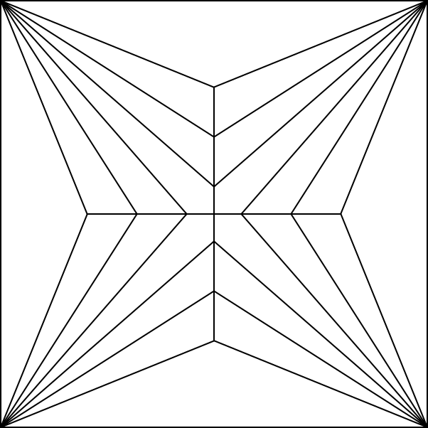 A diagram of a princess cut diamond with 2 chevrons