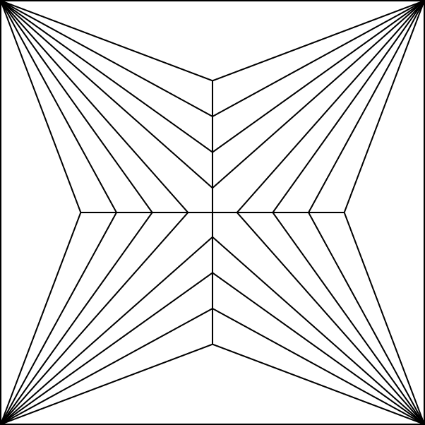 A diagram of a princess cut diamond with 3 chevrons