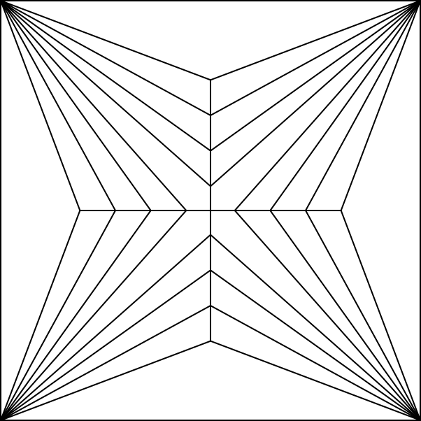 A diagram of a princess cut diamond with 3 chevrons