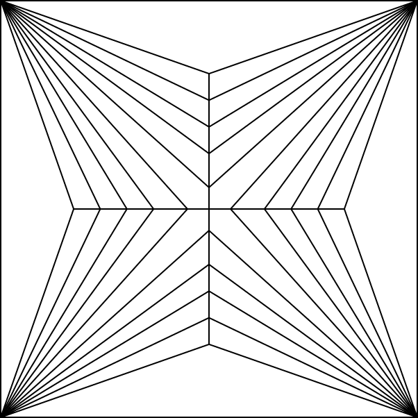 A diagram of a Princess Cut with 4 chevrons