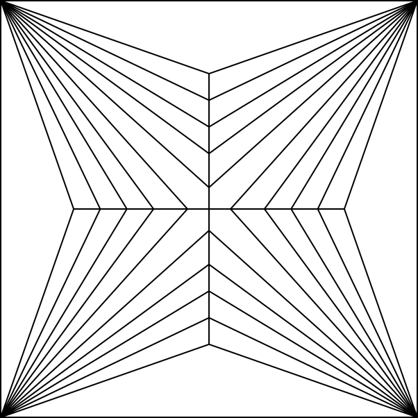 A diagram of a Princess Cut with 4 chevrons