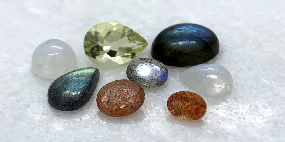 A selection of Feldspar gemstones