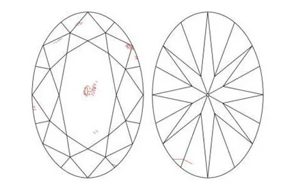 A plotting diagram for an SI1 clarity oval diamond with good visual appearance