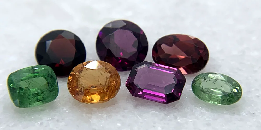 A selection of Garnet gemstones