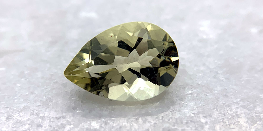 A Pear cut faceted Orthoclase Gemstone