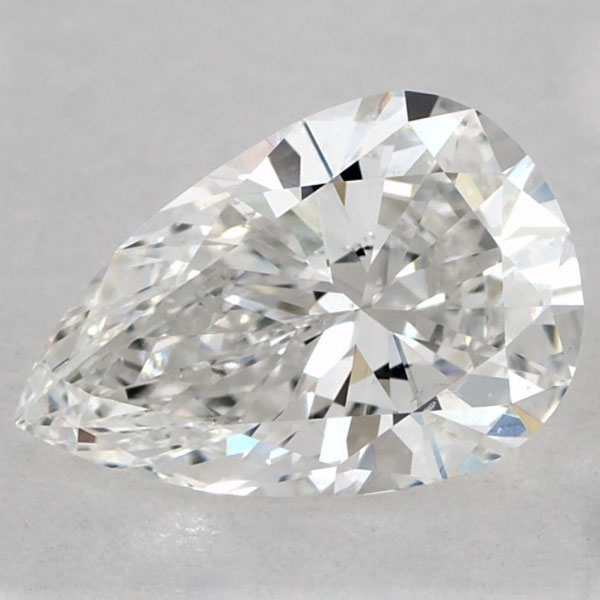 An SI1 Clarity pear cut diamond where the inclusions aren't noticeable