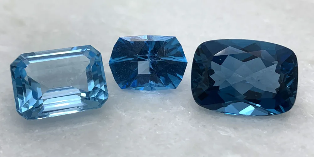 Three Topaz gemstones